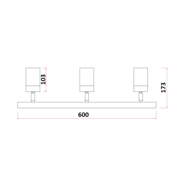 Exterior 3 Light 304 Stainless Steel Dimensions - EXT3LT304