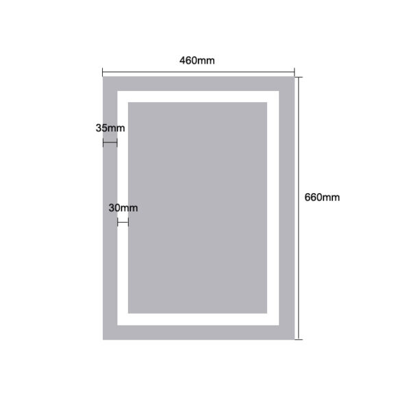 LED Rectangle Mirror Light - Dimensions 66x46cm - MIR1004