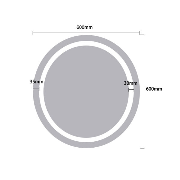 LED Round Large Mirror Light - Dimensions 60cm - MIR1002