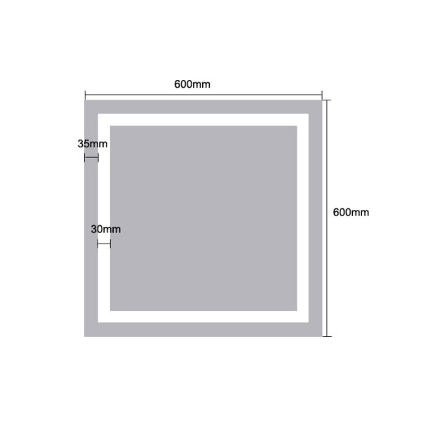 LED Square Mirror Light - Dimensions 60x60cm - MIR1005