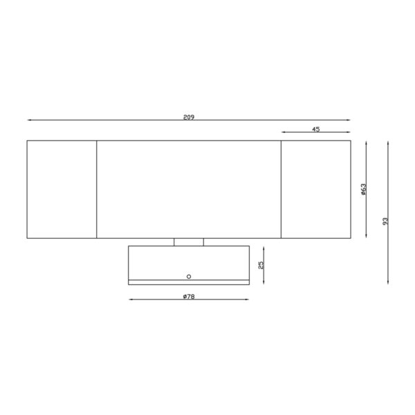 Aluminium Black Exterior Up and Down Dimensions - EXTUPDWNBLK