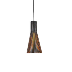 Flute 290 Black and Wooden Pendant Light - P1042FLUTE290BW